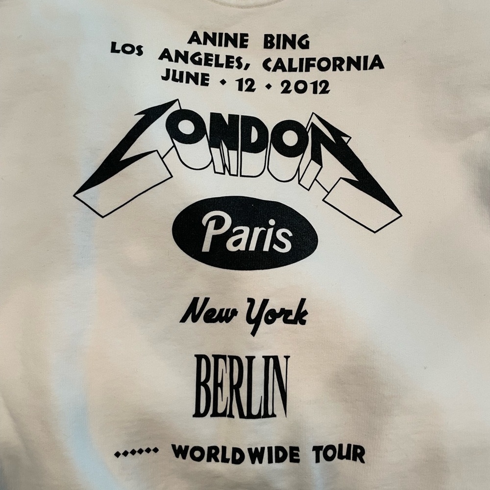 ANINE BING Pullover sweatshirt. size M. Countries on back. FLAWLESS. Worn once.